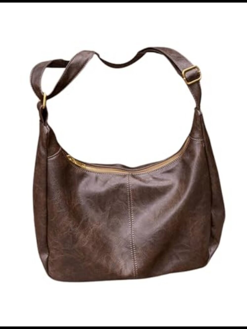Soft PU Leather Slouchy Hobo Crossbody Bag Zipper Vintage Chic